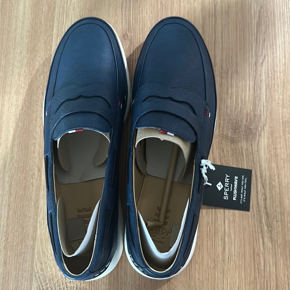 Sperry Gold Cabo shoes. Navy. Size 11. Never worn, nwt and with box.